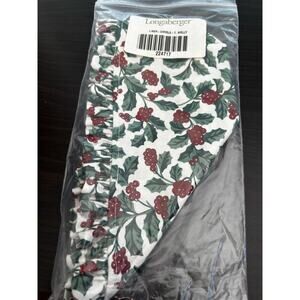 Longaberger CANDLE MEDIUM KEY Basket Liner Traditional Holly Fabric NEW holiday‎